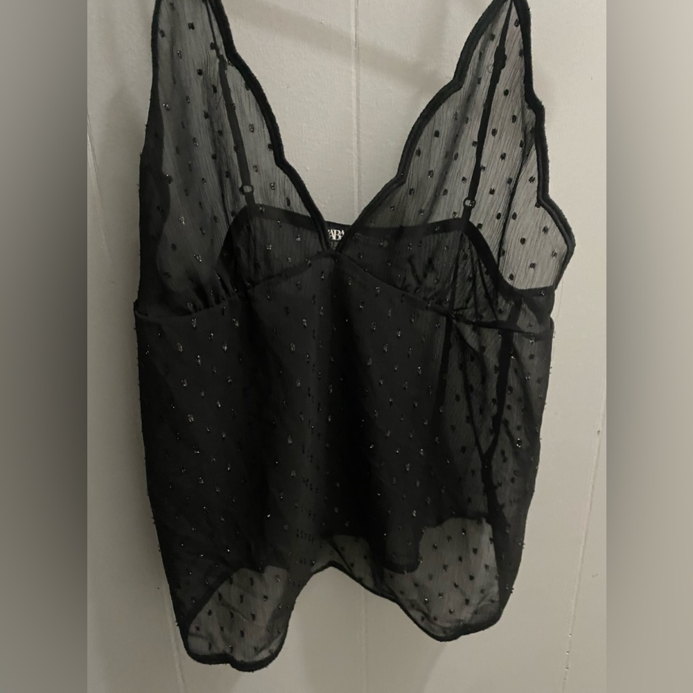 ZARA- WOMEN’S BLACK SHEER TANK TOP